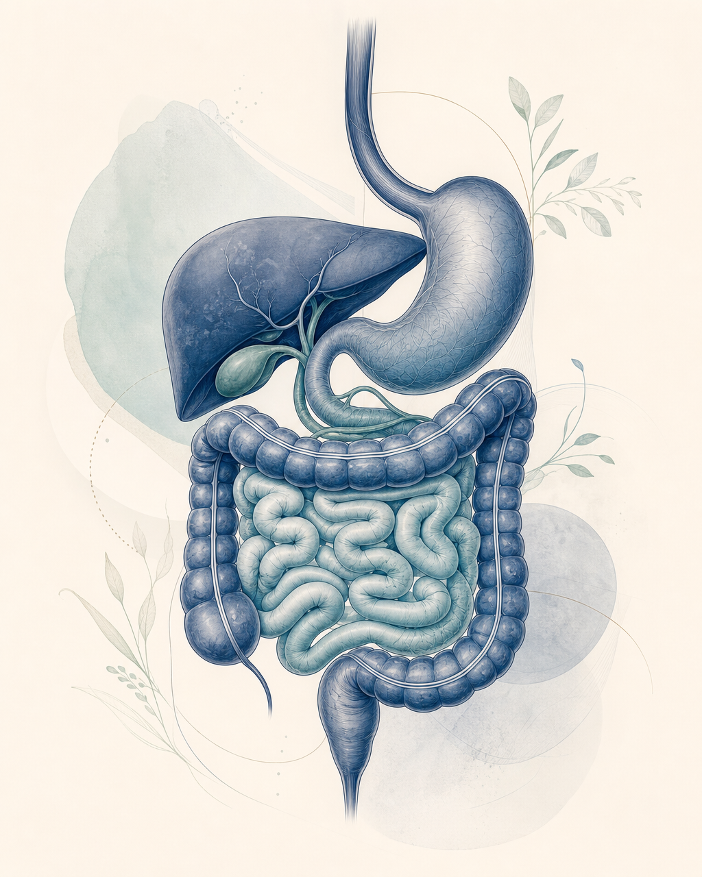 Ilustração científica do aparelho digestivo
